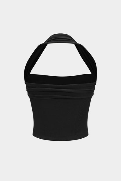 Halter Neck Ruched Top - MISMIMCWTT2503210072-BLACK-XS