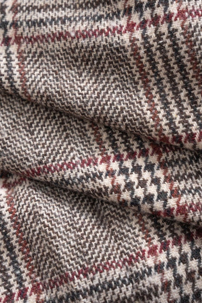 Houndstooth Print High Waist Trousers - MISMIMCWBT2509150043-MINK-XS