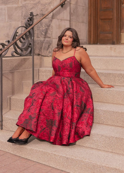 Kelly Midi Holiday Dress - Red - MISMIJK2426-W-RED-00