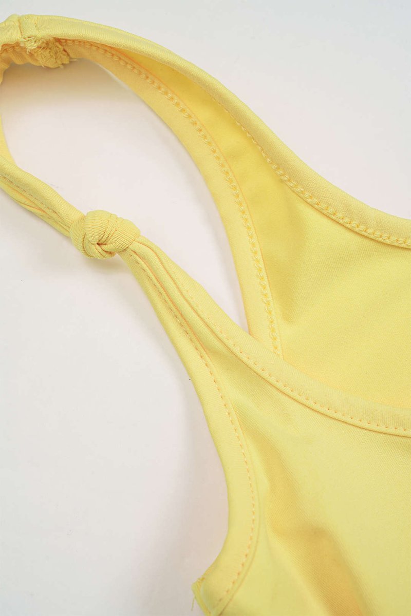 Knotted Solid Sleeveless Bodysuit - MISMIMCWTO2506090065-YELLOW-S