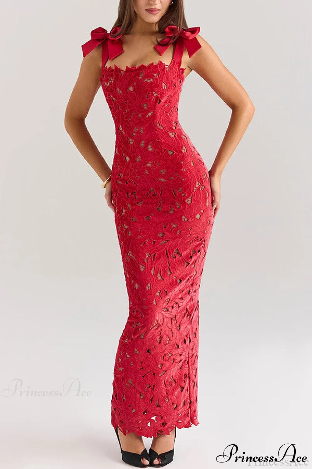 Lace Bow Bodycon Party Dress