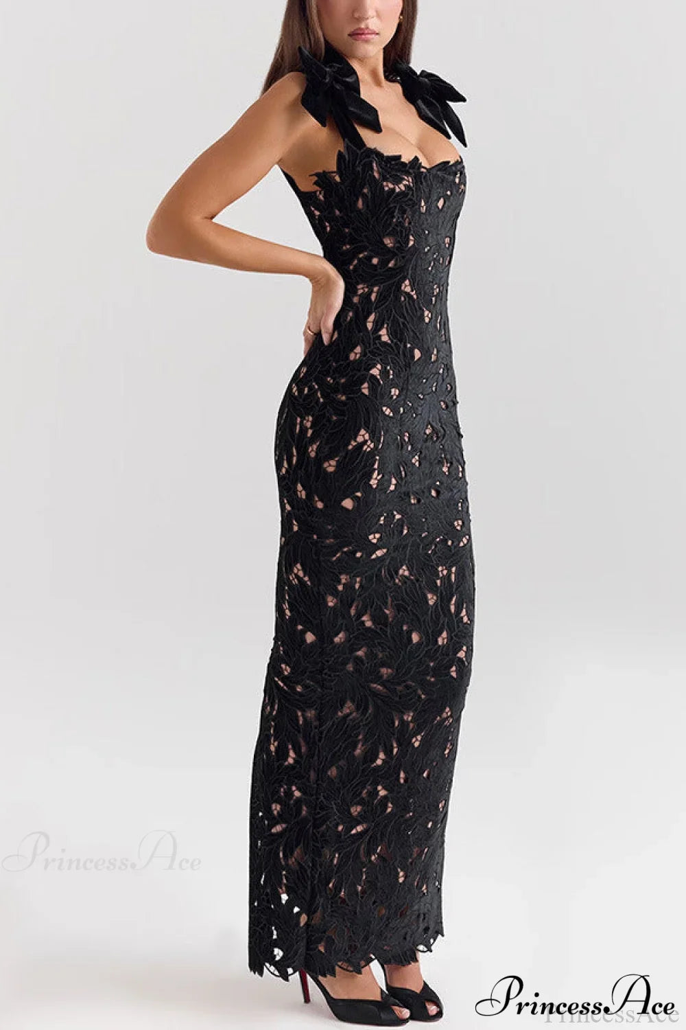 Lace Bow Bodycon Party Dress