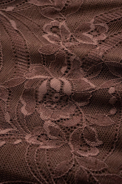 Lace Patchwork Ruched Twist Knot Slip Sleeveless Maxi Dress - MISMIMCWDA2509220097-BROWN-XS