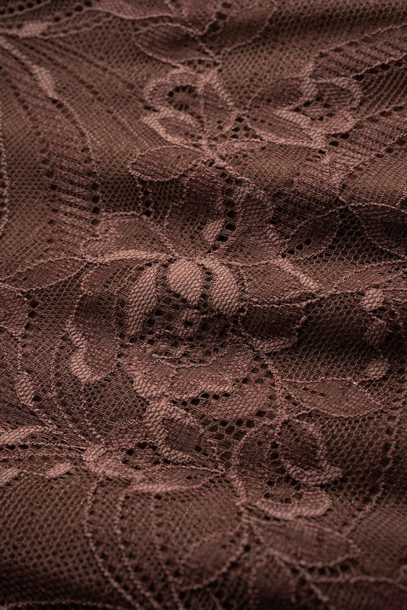 Lace Patchwork Ruched Twist Knot Slip Sleeveless Maxi Dress - MISMIMCWDA2509220097-BROWN-XS