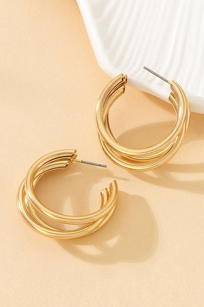 Layer Circle Metal Earrings - MISMIMCAJE2403220118-GOLD-F