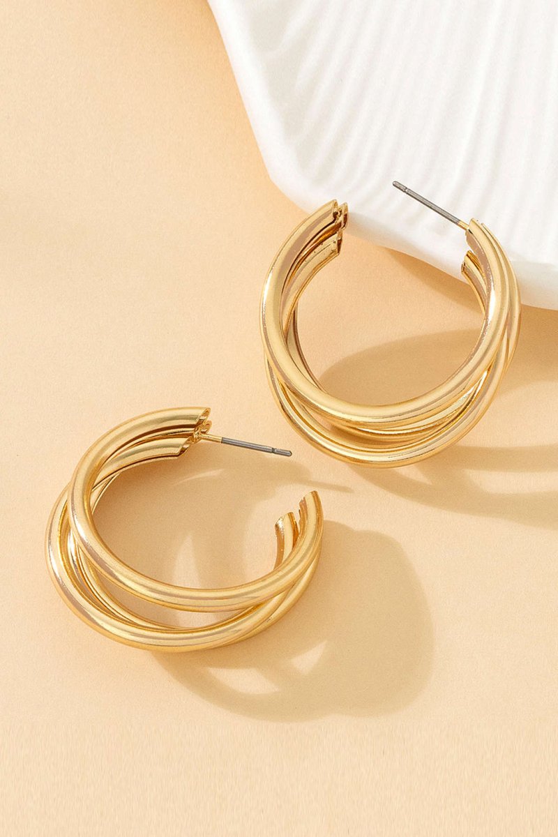 Layer Circle Metal Earrings - MISMIMCAJE2403220118-GOLD-F