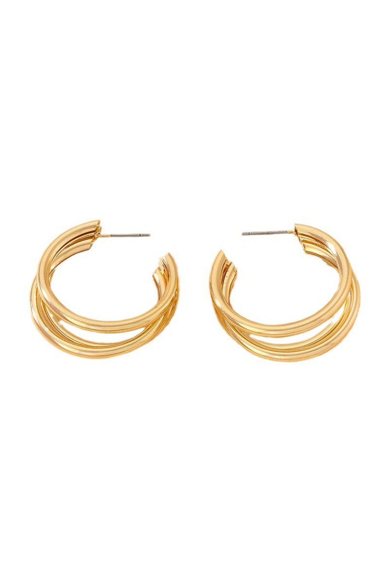 Layer Circle Metal Earrings - MISMIMCAJE2403220118-GOLD-F