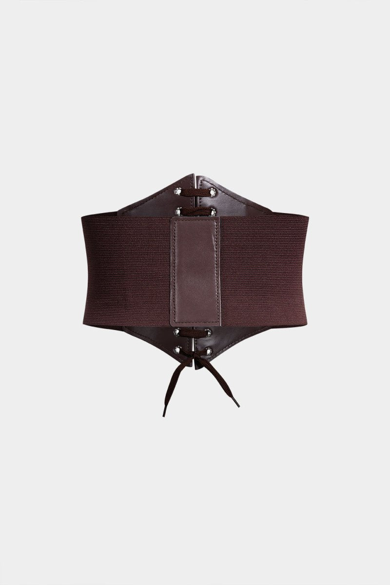 Leather Waist Wide Corset - MISMIMCAWC2509090100-COFFEE-F