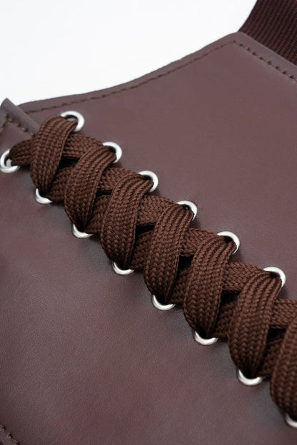 Leather Waist Wide Corset - MISMIMCAWC2509090100-COFFEE-F