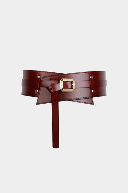 Leather Wide Belt Corset - MISMIMCAWC2509240201-BURGUNDY-F
