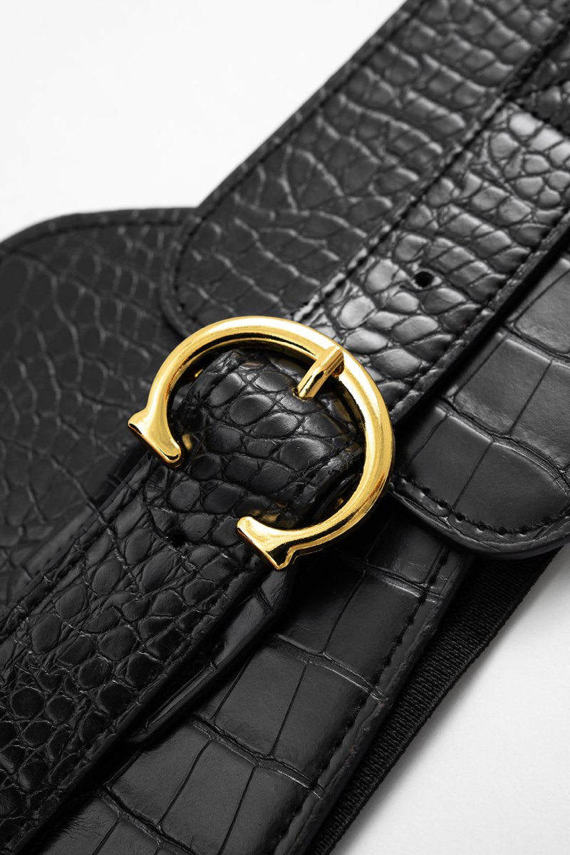 Leather Wide Belt Corset - MISMIMCAWC2509090115-BLACK-F