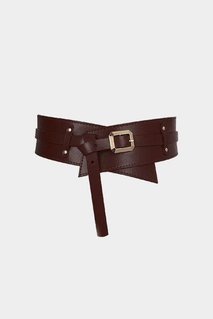 Leather Wide Belt Corset - MISMIMCAWC2509240201-COFFEE-F