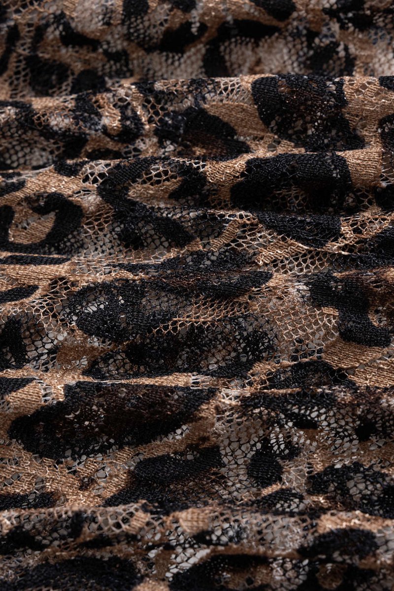 Leopard Print Lace Patchwork Backless Sleeveless Bodysuit - MISMIMCWTO2509160033-KHAKI-S