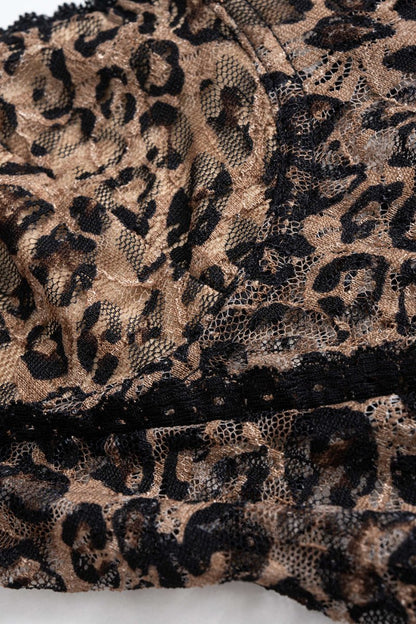 Leopard Print Lace Patchwork Backless Sleeveless Bodysuit - MISMIMCWTO2509160033-KHAKI-S