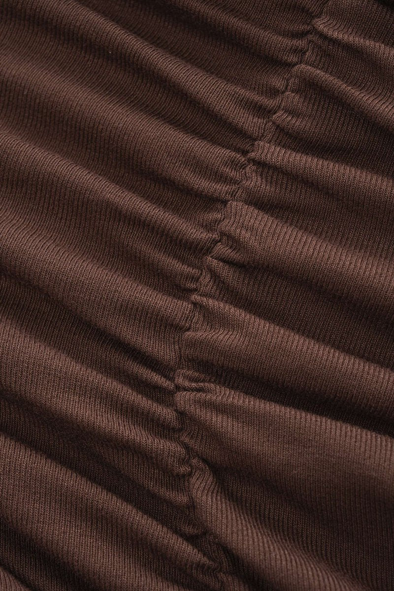 Leopard Print Ruched Chain Slip Sleeveless Midi Dress - MISMIMCWDA2509090038-BROWN-XS