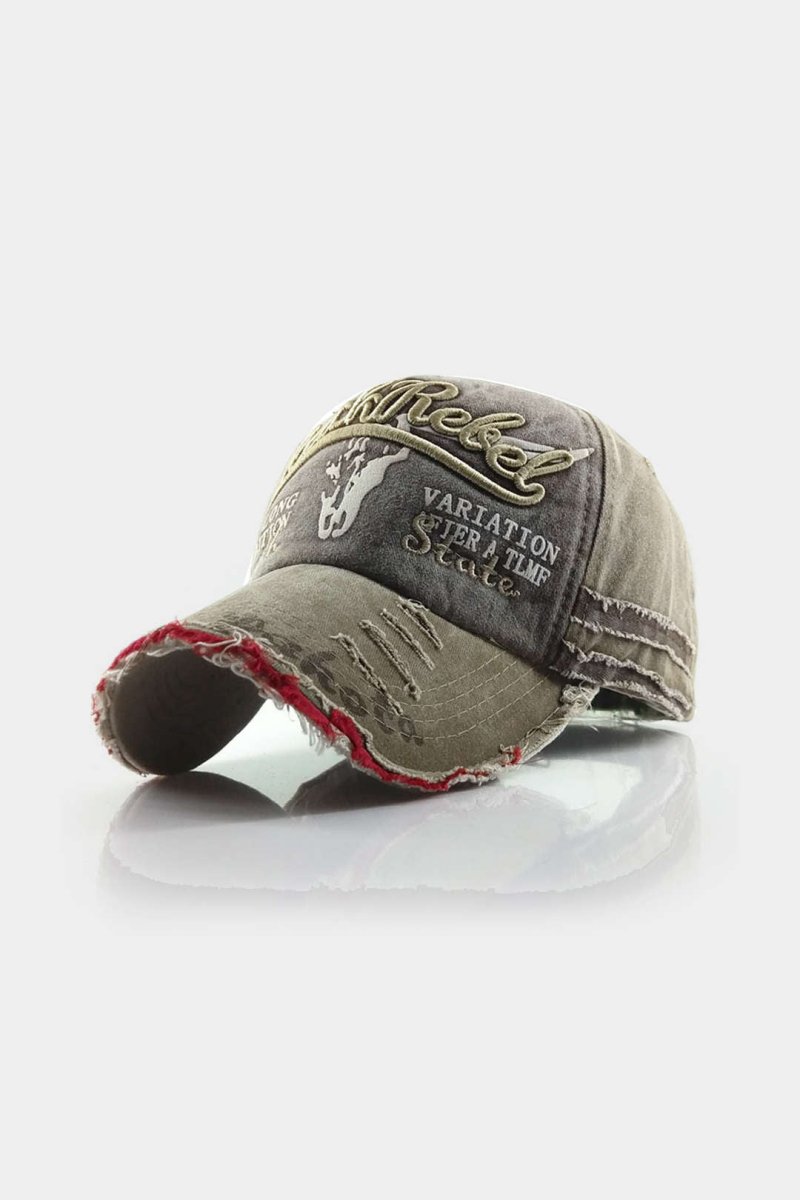 Letter Embroidery Distressed Baseball Hat - MISMIMCAHH2411190053-SAGE-F