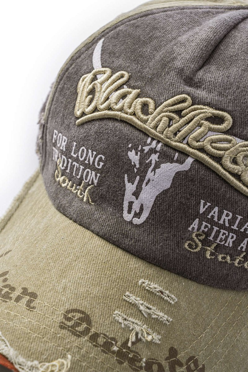 Letter Embroidery Distressed Baseball Hat - MISMIMCAHH2411190053-SAGE-F