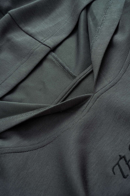 Letter Embroidery Long - Sleeve Hoodie - MISMIMCWTH2509160101-DARK GRAY-XS