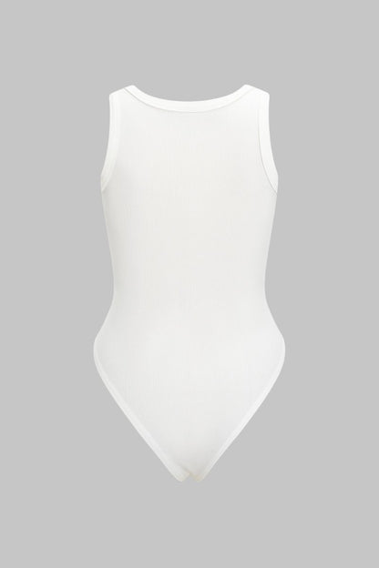 Letter Print Sleeveless Bodysuit - MISMIMCWTO2504150048-WHITE-XS