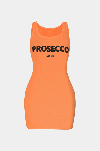 Letter Print Sleeveless Mini Dress - MISMIMCWDC2503120132-PERSIMMON-XS