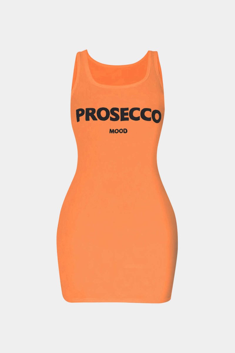 Letter Print Sleeveless Mini Dress - MISMIMCWDC2503120132-PERSIMMON-XS