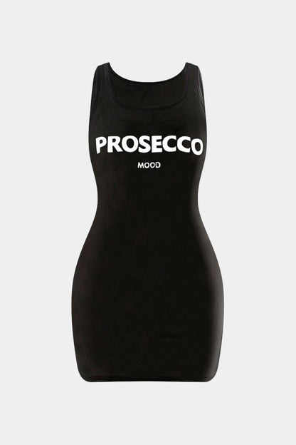 Letter Print Sleeveless Mini Dress - MISMIMCWDC2503120132-BLACK-XS