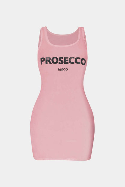 Letter Print Sleeveless Mini Dress - MISMIMCWDC2503120132-LIGHT PINK-XS