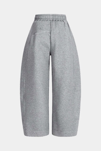 Letter Print Stitching Detail Trousers - MISMIMCWBT2509110105-GRAY-XS