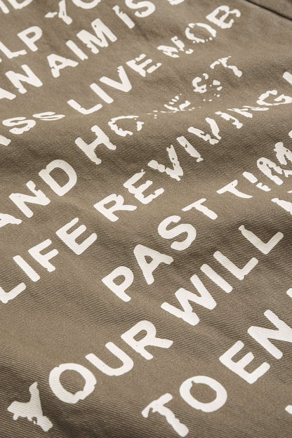 Letter Print Straight Leg Barrel Jeans - MISMIMCWNJ2509080136-KHAKI-XS