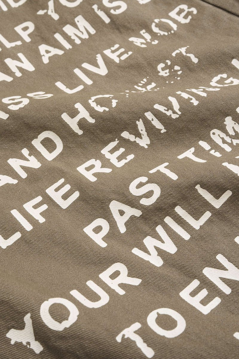 Letter Print Straight Leg Barrel Jeans - MISMIMCWNJ2509080136-KHAKI-XS