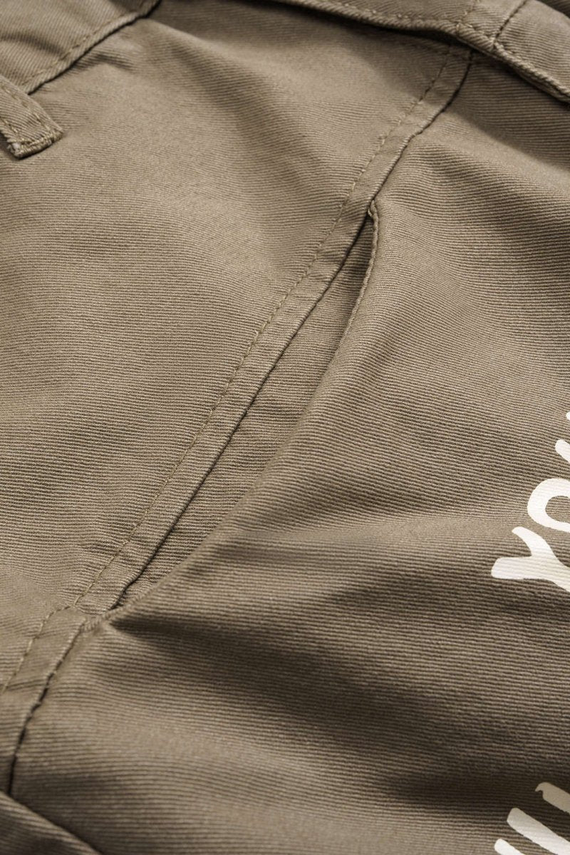 Letter Print Straight Leg Barrel Jeans - MISMIMCWNJ2509080136-KHAKI-XS