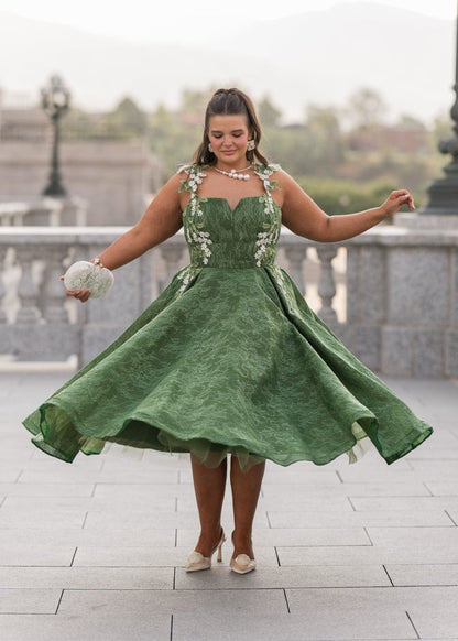 Lily Petal Dress - MISMIJK24190-W-GRN-00