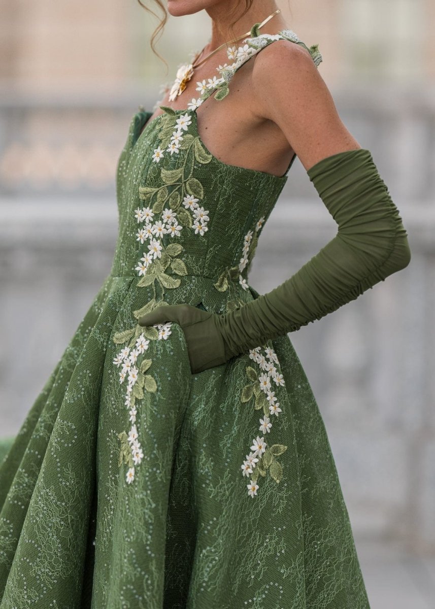 Lily Petal Dress - MISMIJK24190-W-GRN-00