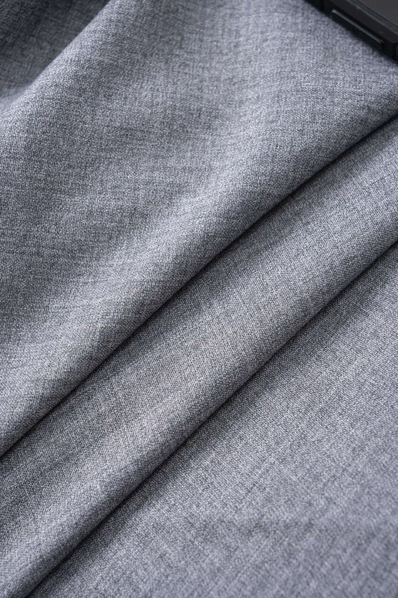 Linen Solid Ruched Skirt - MISMIMCWBK2504300049-GRAY-S