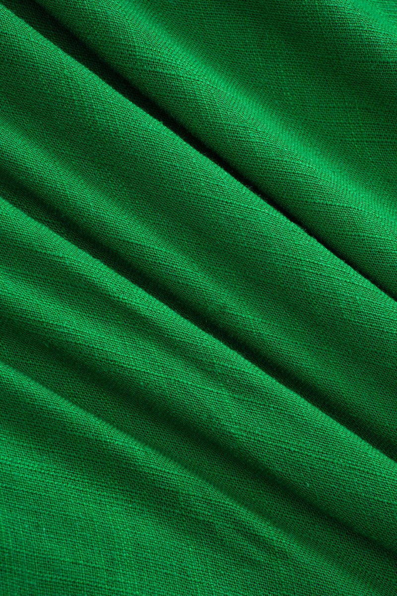 Linen Tie Front V - Neck Halter Neck Ruched Backless Sleeveless Mini Dress - MISMIMCWDC2503060020-GREEN-XS