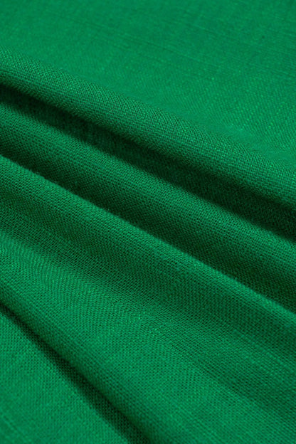 Linen V - Neck Halter Tie - Front Ruched Zipper Backless Cami Top - MISMIMCWTT2504140010-GREEN-XS