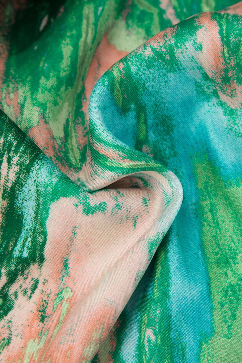 Marble Print High Waisted Full - length Straight Leg Pants - MISMIMCWBP2304260116-GREEN-XS