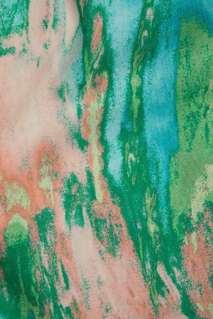 Marble Print High Waisted Full - length Straight Leg Pants - MISMIMCWBP2304260116-GREEN-XS