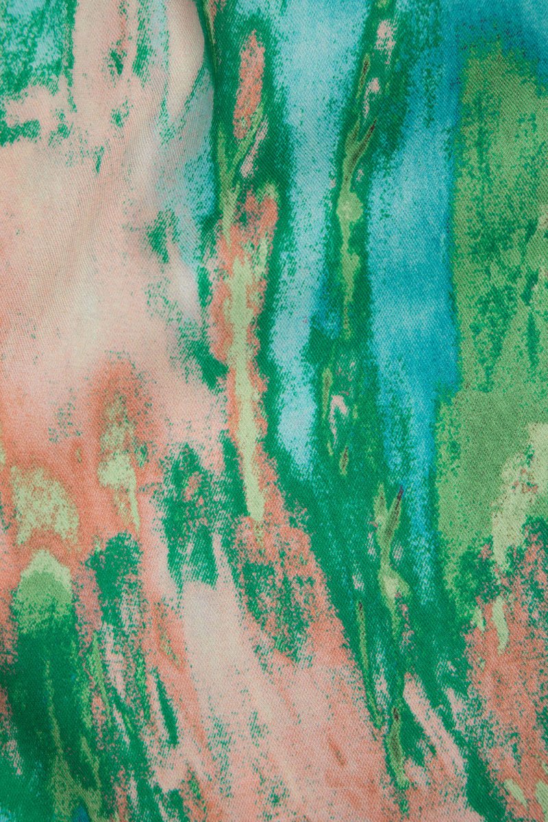 Marble Print High Waisted Full - length Straight Leg Pants - MISMIMCWBP2304260116-GREEN-XS