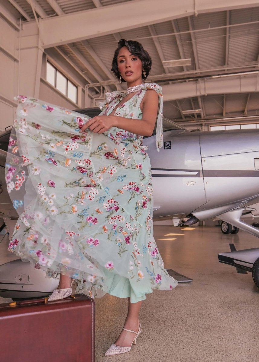 Margaret Floral Midi Dress Green - MISMIJK23051-W-GRN-00