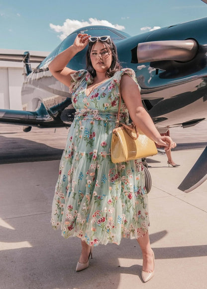 Margaret Floral Midi Dress Green - MISMIJK23051-W-GRN-00