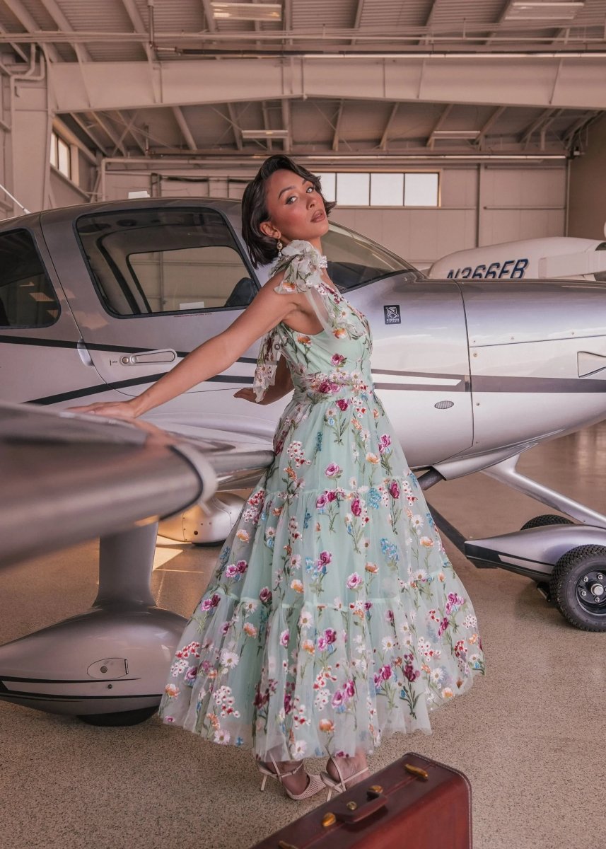 Margaret Floral Midi Dress Green - MISMIJK23051-W-GRN-00