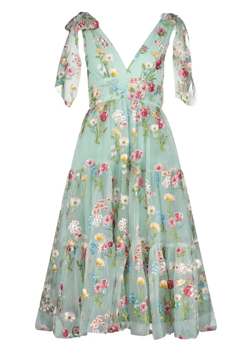 Margaret Floral Midi Dress Green - MISMIJK23051-W-GRN-00