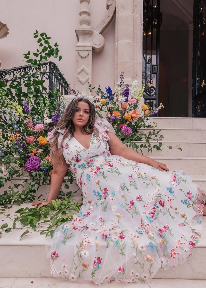 Margaret Floral Midi Dress White - MISMIJK23051-W-WHT-00