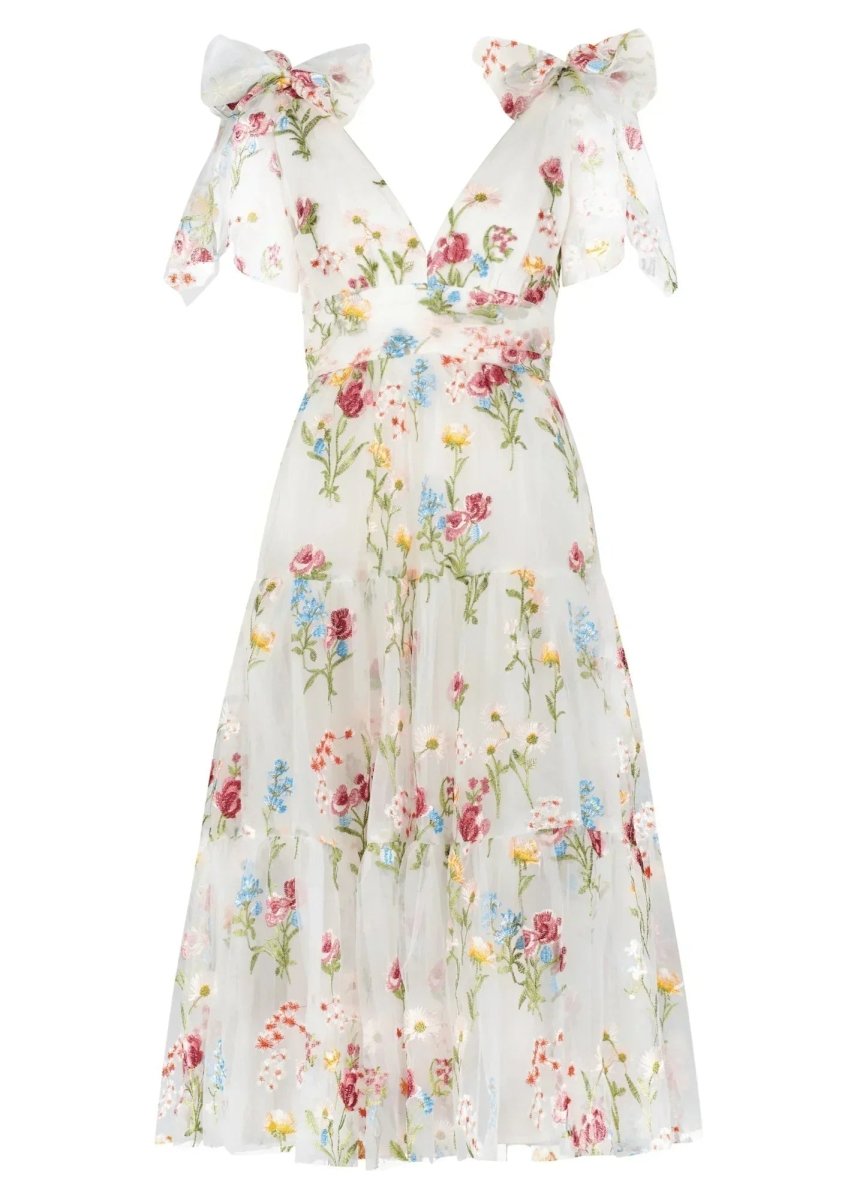 Margaret Floral Midi Dress White - MISMIJK23051-W-WHT-00