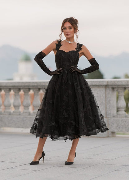 Mariposa Midi Formal Dress - Black - MISMIJK24074-W-BLK-00