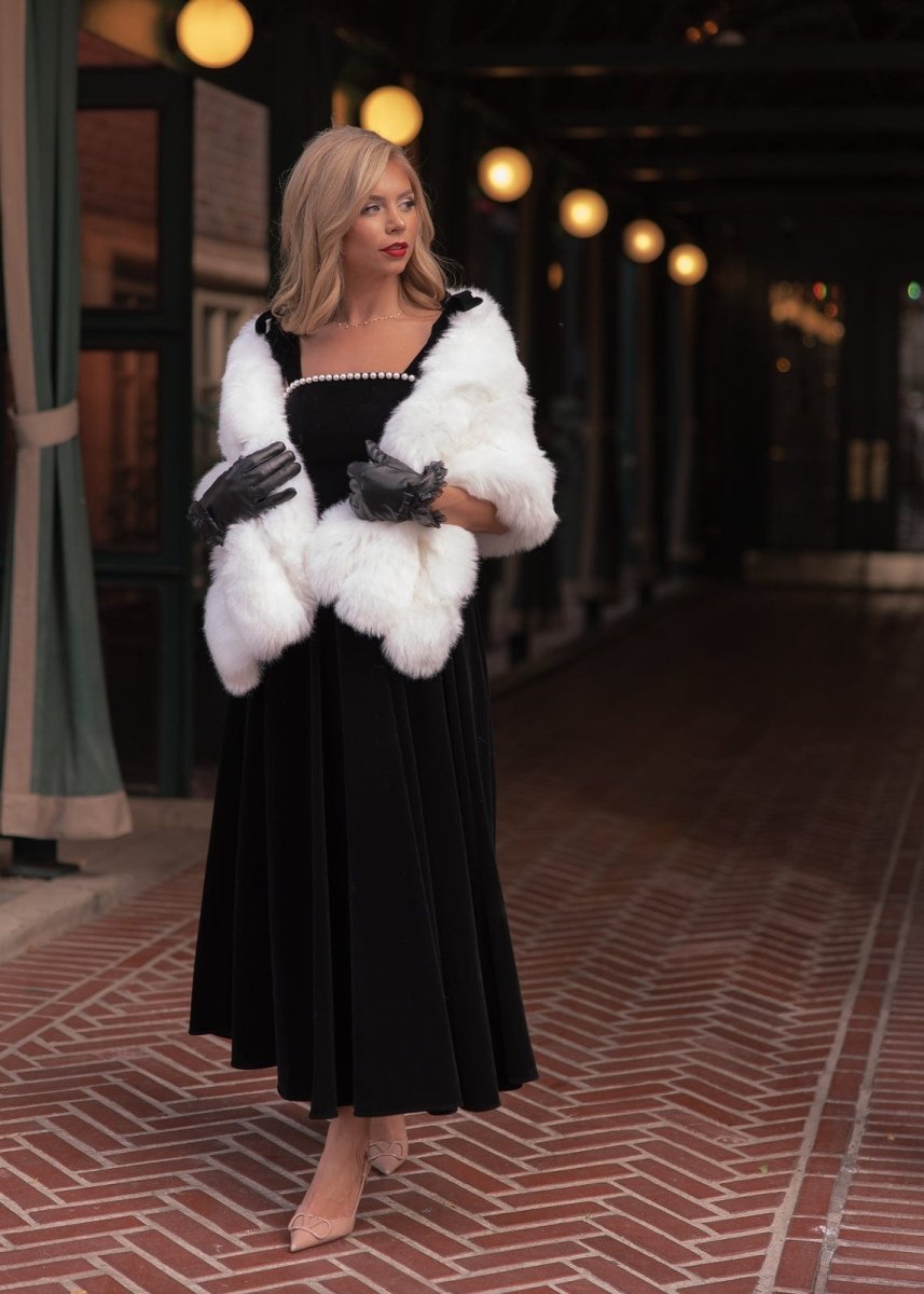 Mary Velvet Holiday Pearl Dress - Black - MISMIJK24123-W-BLK-XXS