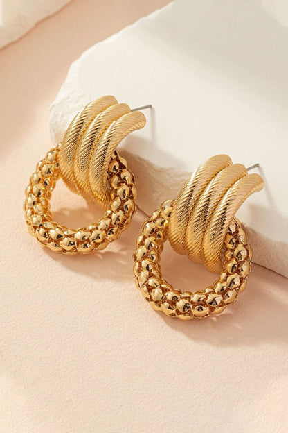 Metal Crossed Earrings - MISMIMCAJE2504250050-GOLD-F