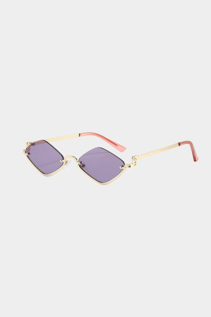Metal Diamond - Shaped Half - Frame Sunglasses - MISMIMCAFU2409030049-PURPLE-F