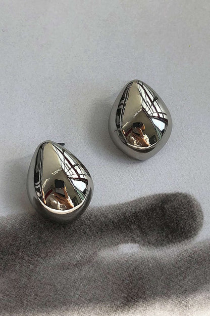 Metal Drop Shaped Earrings - MISMIMCAJE2308140017-SILVER-F